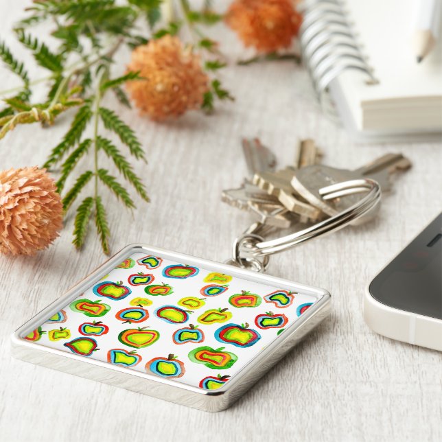 Chaveiro Design de aquarela de maçã funerária (Lateral)