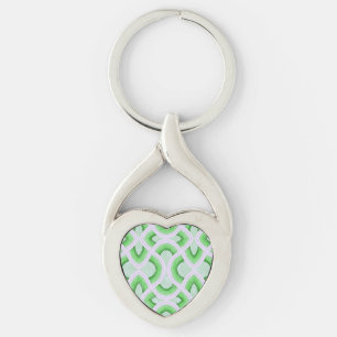 Chaveiro Design de Arco-Íris Groovy Vintage em Verde e Azul