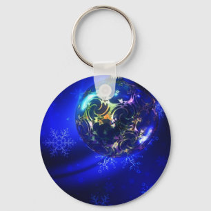 Chaveiro Design de bauble de natal azul elétrico, personali