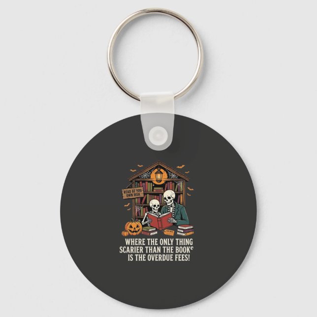 Chaveiro Design de Biblioteca de Esqueleto de Halloween Ama (Frente)
