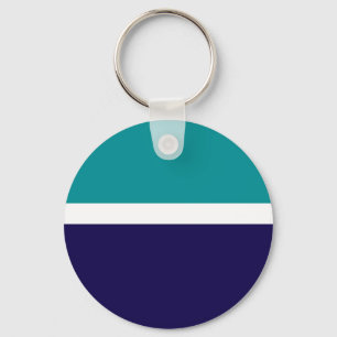 Chaveiro Design de Bloco de Cor Azul Branco Teal