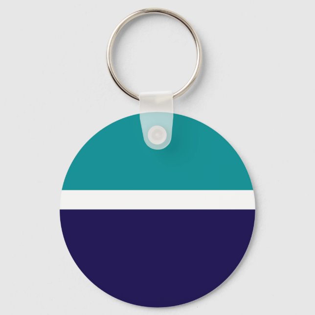Chaveiro Design de Bloco de Cor Azul Branco Teal (Frente)