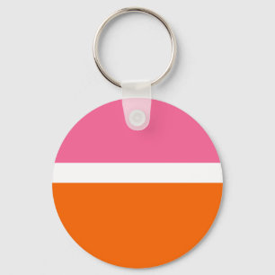 Chaveiro Design de Bloco de Cor Laranja Branco Cor Simples