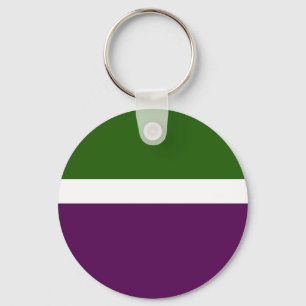 Chaveiro Design de Bloco de Cor Púrpura, Branco Verde