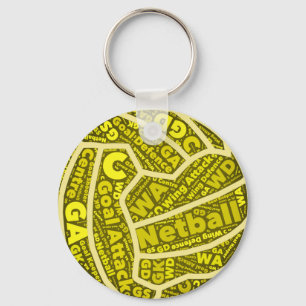 Chaveiro Design de Bola de Tipografia Amarelo Netball