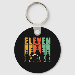 Chaveiro Design de Boliche de Aniversário de 11 anos Retrô