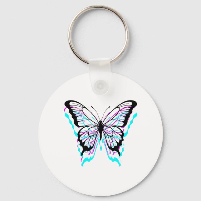 Chaveiro Design de Borboleta com Glitch (Frente)