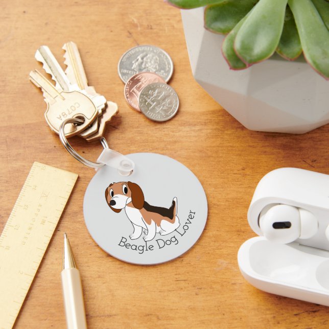 Chaveiro Design de cachorro Beagle em qualquer cor de fundo (Mesa)