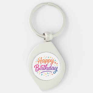 Chaveiro Design de Caligrafia de Aniversário Elegante