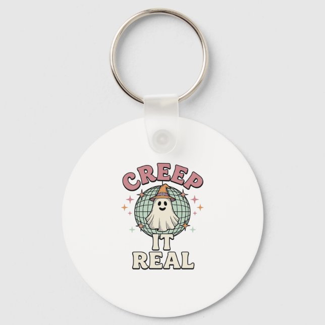 Chaveiro Design de Camisa de Halloween Creep It Real Ghost  (Frente)