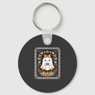 Chaveiro Design de camiseta floral de abóbora de fantasma d