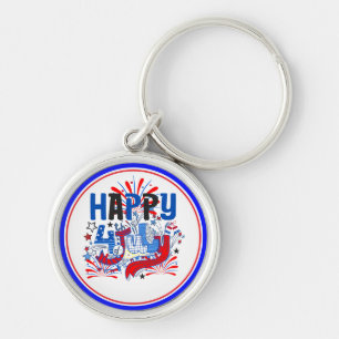 Chaveiro Design de Celebração Feliz 4 de Julho