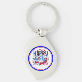 Chaveiro Design de Celebração Feliz 4 de Julho
