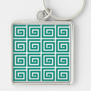 Chaveiro Design de chave grega - aspecto de esmalte branco
