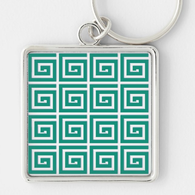 Chaveiro Design de chave grega - aspecto de esmalte branco  (Frente)
