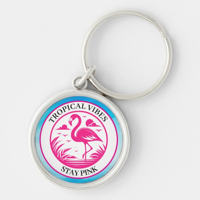 Chaveiro Design de Círculo de Verão Flamingo Rosa-68730 (Frente)