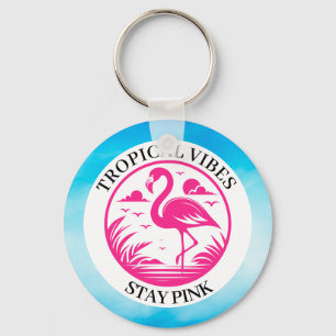 Chaveiro Design de Círculo de Verão Flamingo Rosa-68730