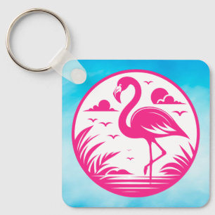 Chaveiro Design de Círculo de Verão Flamingo Rosa-68730
