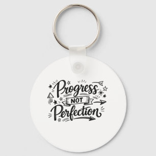 Chaveiro Design de Citação Motivacional Progresso Não Perfe