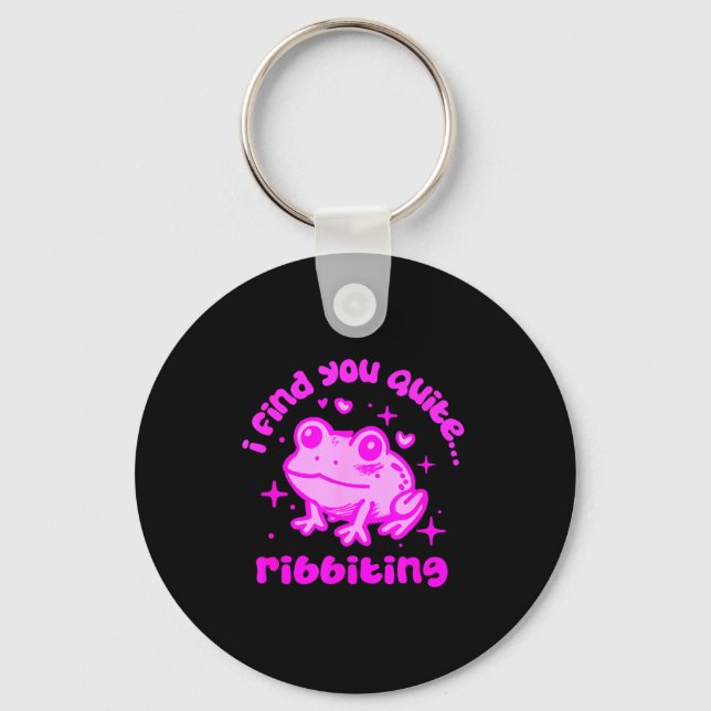 Chaveiro Design de Citação para Amantes de Rãs Ribbiting Pu (Frente)