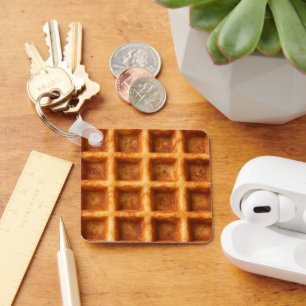 Chaveiro Design de Comida de Waffle Quadrado Torrado Realis
