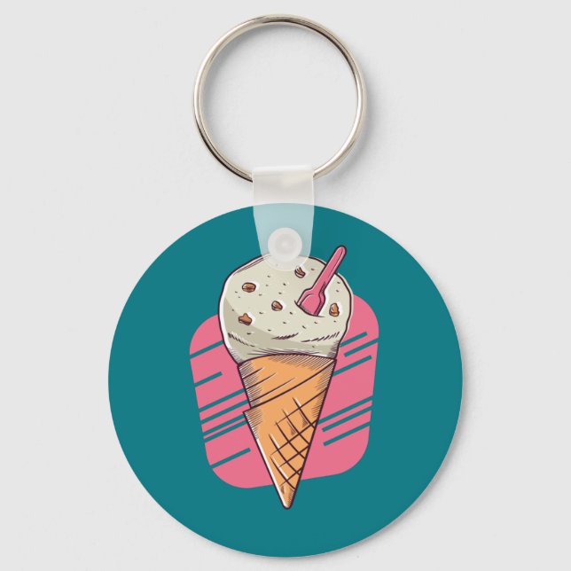 Chaveiro Design de Cone de Sorvete Delicioso (Frente)