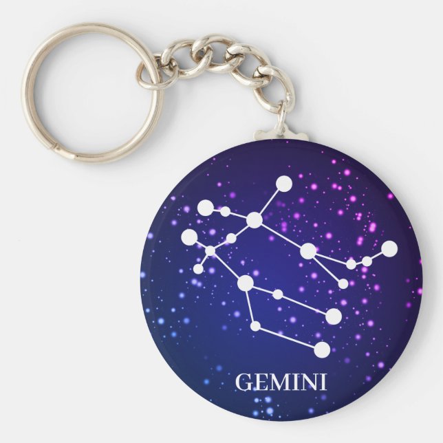 Chaveiro Design de constelação Gemini Zodiac (Frente)