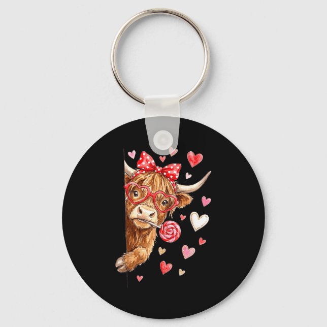 Chaveiro Design de coração de doce de São Valentão de vaca  (Frente)