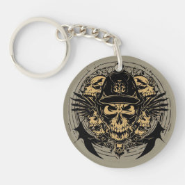 Chaveiro Design de crânio com Asas e Símbolos