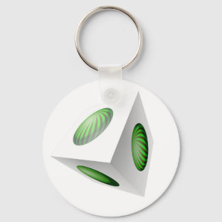 Chaveiro Design de Cubo 3D com Globo Verde
