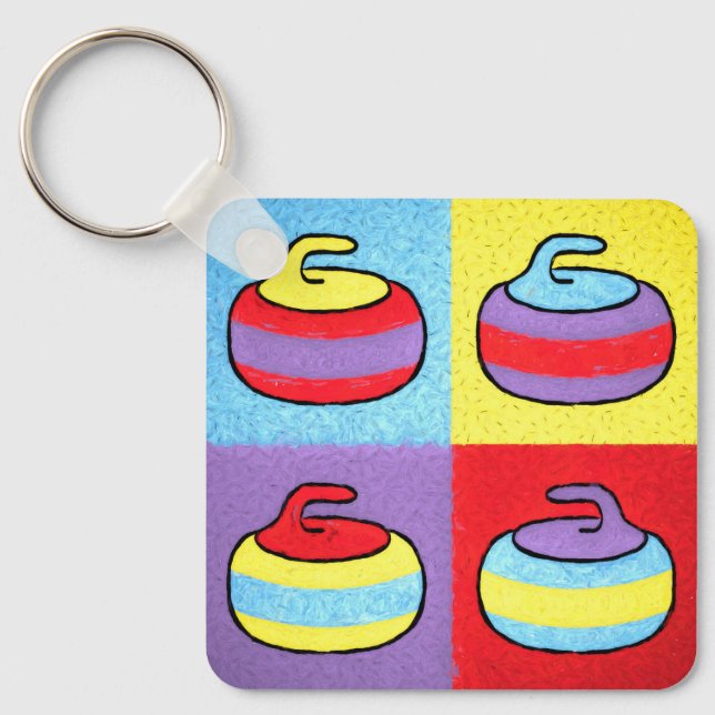Chaveiro Design de Curling Pop Art (Frente)