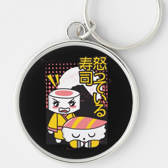Chaveiro Design de desenho animado engraçado de lutadores d (Frente)