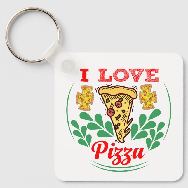 Chaveiro Design de Diversão Pizza Lover para Fanáticos Comi (Frente)