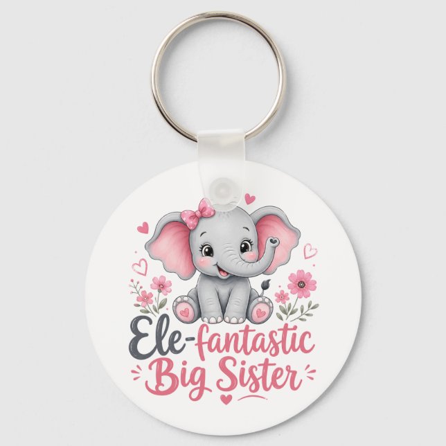 Chaveiro Design de Elefante Fofo Irmã Mais Velha Ele-fantás (Frente)