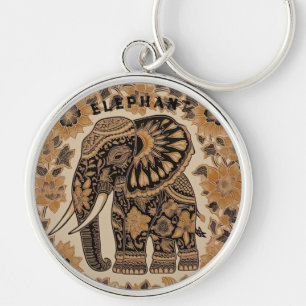 Chaveiro Design de estilo vintage em batik de elefante, cha