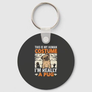 Chaveiro Design de Fantasia Humana de Pug Engraçado para o