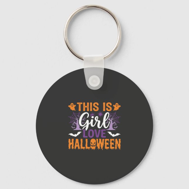 Chaveiro Design de Fantasma de Halloween do Amor de Garota_ (Frente)