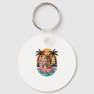 Chaveiro Design de Férias de Verão Flutuador Flamingo Caval