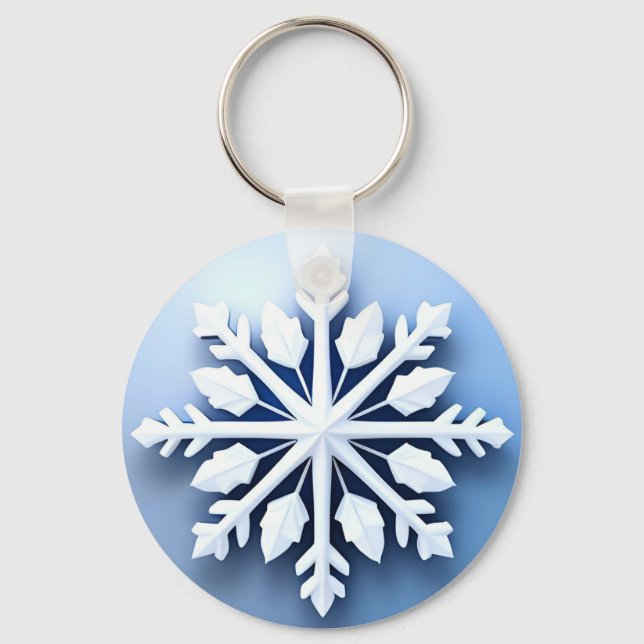 Chaveiro Design de floco de neve 3D elegante (Frente)