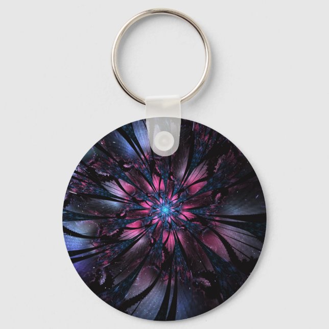 Chaveiro design de flor fractal abstrato. (Frente)