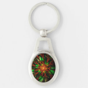 Chaveiro design de flor fractal abstrato