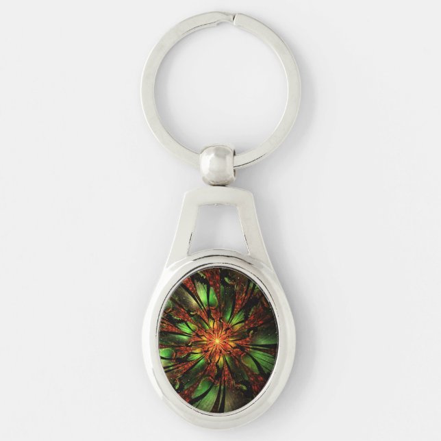 Chaveiro design de flor fractal abstrato (Frente)