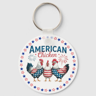 Chaveiro Design de Frango Patriótico Americano de 4 de Julh