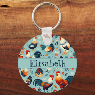 Chaveiro Design de galinha e galinha personalização
