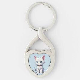 Chaveiro Design de Gato Branco encantador