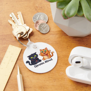 Chaveiro Design de Gatos Fofos que Atraem Opostos