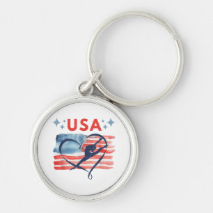 Chaveiro Design de ginástica Patriótica Americana