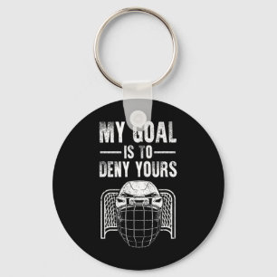 Chaveiro Design de Goleiro de Hóquei no Gelo Engraçado para