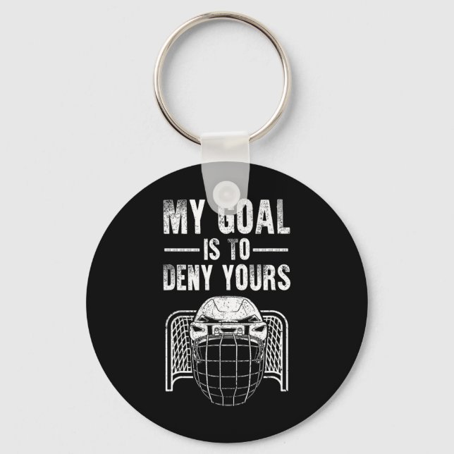 Chaveiro Design de Goleiro de Hóquei no Gelo Engraçado para (Frente)