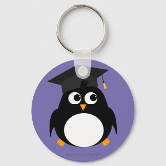 Chaveiro Design de Graduação de Pinguins - Tela redonda